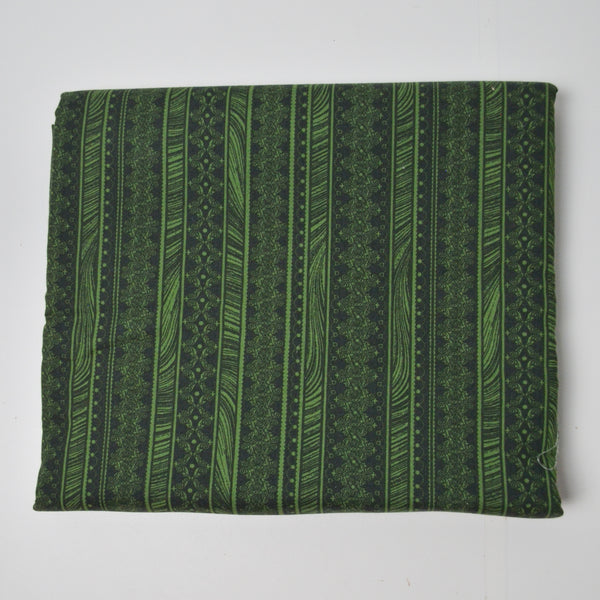 Green Patterned Striped Quilting Cotton Fabric - 42" x 108"