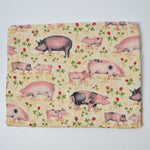 Pig + Flower Print Quilting Cotton Fabric - 43" x 50"