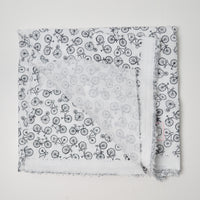 White + Black Bicycle Print Quilting Weight Woven Fabric - 36" x 66"