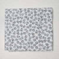 White + Black Bicycle Print Quilting Weight Woven Fabric - 36" x 66"