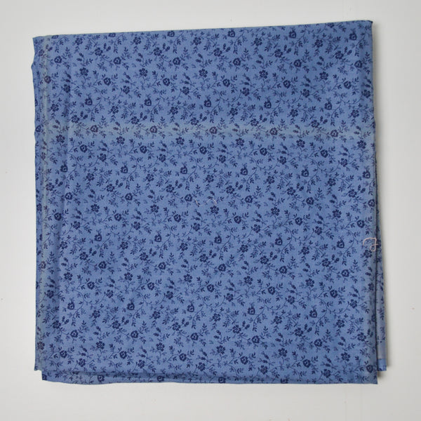 Blue Tiny Floral Print Quilting Weight Woven Fabric - 42" x 62"