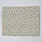 Cream, Red + Green Geometric Flowers Quilting Weight Woven Fabric - 41" x 48"