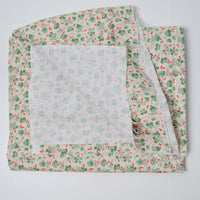 Cream, Red + Green Geometric Flowers Quilting Weight Woven Fabric - 41" x 48"