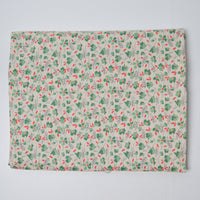 Cream, Red + Green Geometric Flowers Quilting Weight Woven Fabric - 41" x 48"