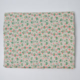Cream, Red + Green Geometric Flowers Quilting Weight Woven Fabric - 41" x 48"