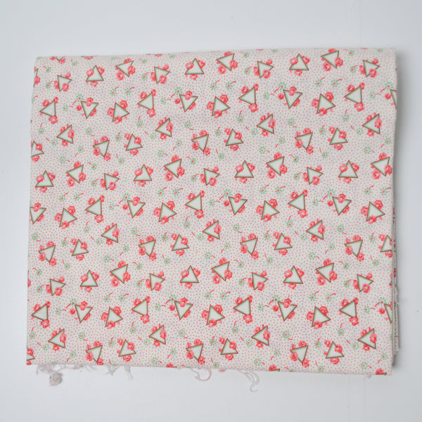 Pink + Green Floral Triangles Quilting Cotton Fabric - 42" x 74"