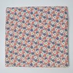 Tan, Blue + Red Geometric Floral Quilting Cotton Fabric - 42" x 74"