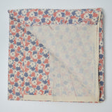 Tan, Blue + Red Geometric Floral Quilting Cotton Fabric - 42" x 74"