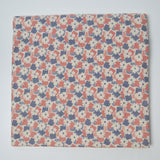 Tan, Blue + Red Geometric Floral Quilting Cotton Fabric - 42" x 74"