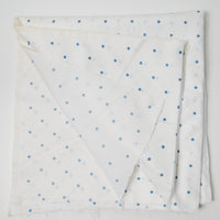 White + Blue Polka Dot Print Lightweight Woven Fabric - 44" x 92"