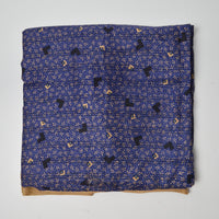 Dark Blue, Tan + Black Geometric + Leaf Print Flowy Twill Woven Fabric - 44" x 104"