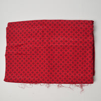 Deep Red + Black Geometric Print Flowy Woven Fabric - 58" x 92"