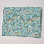 Green + Blue Leaf Print Lightweight Silky Woven Fabric - 45" x 72"