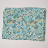Green + Blue Leaf Print Lightweight Silky Woven Fabric - 45" x 72"