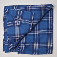 Blue Plaid Brushed Twill Shirt Weight Woven Fabric - 45" x 120"