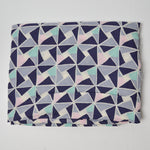 Seafoam Green, Pink, Navy + Gray Geometric Drapey Woven Fabric - 54" x 72"