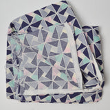 Seafoam Green, Pink, Navy + Gray Geometric Drapey Woven Fabric - 54" x 72"