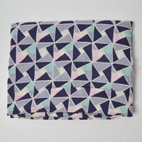 Seafoam Green, Pink, Navy + Gray Geometric Drapey Woven Fabric - 54" x 72"