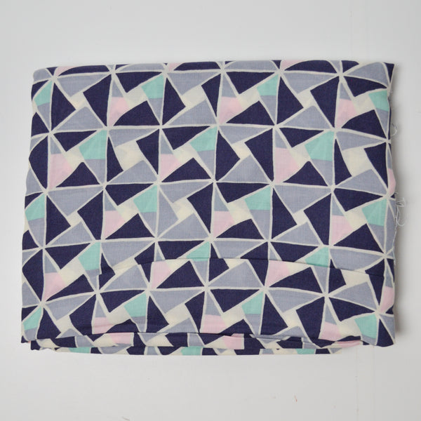 Seafoam Green, Pink, Navy + Gray Geometric Drapey Woven Fabric - 54" x 72"