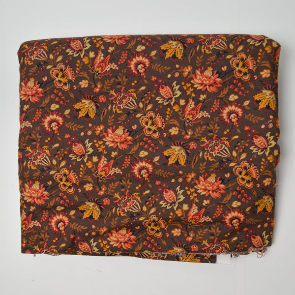 Brown + Warm Tone Floral Quilting Cotton Fabric - 42" x 160"