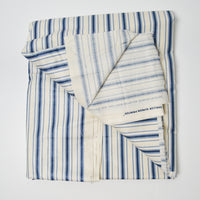 Blue + White Striped Stain Repeller-Coated Woven Fabric - 52" x 98"