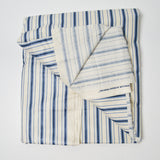 Blue + White Striped Stain Repeller-Coated Woven Fabric - 52" x 98"