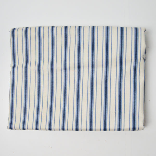 Blue + White Striped Stain Repeller-Coated Woven Fabric - 52" x 98"