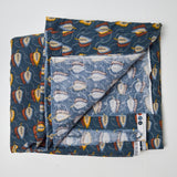 Teal with Blue + Yellow Leaf Quilting Cotton Fabric - 41" x 144"