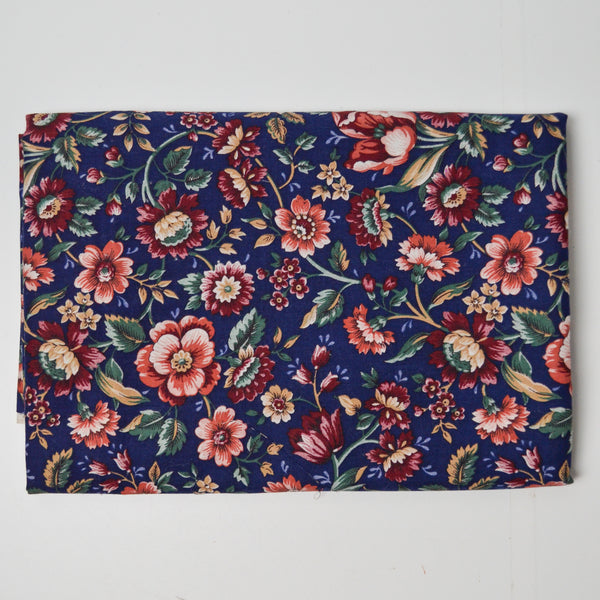 Dark Colorful Floral Quilting Weight Woven Fabric - 42" x 52"
