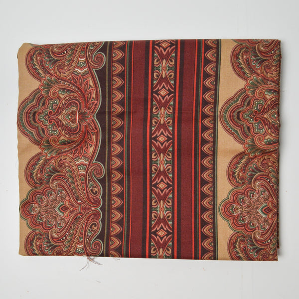 Muted Red + Brown Paisley Striped Quilting Weight Woven Fabric - 44" x 74"