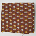 Warm Brown, Yellow + Blue Leaf Quilting Cotton Fabric - 41" x 144"