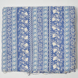 Blue Floral Lace Print Striped Quilting Cotton Fabric - 41" x 160" (Discolored)