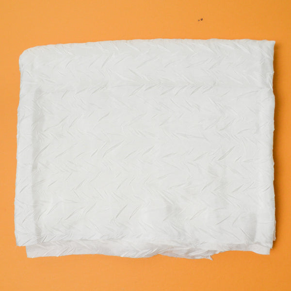 White Crushed Chevron Texture Silky Woven Fabric - 44" x 74"