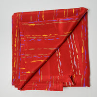 Brown, Purple + Yellow Print Red Flowy Woven Fabric - 46" x 72"