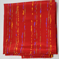 Brown, Purple + Yellow Print Red Flowy Woven Fabric - 46" x 72"