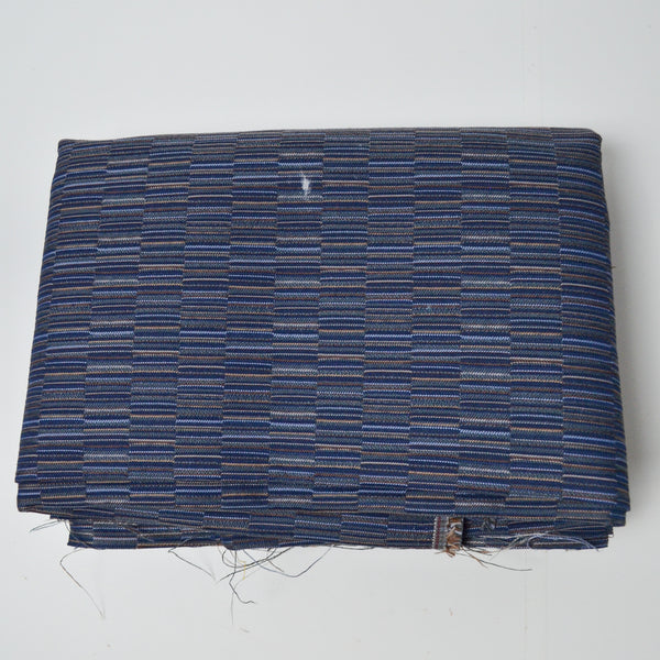 Blue  + Tan Striped Woven Upholstery Fabric - 60" x 70"