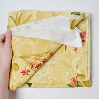 Tan Floral Stain Repellant-Coated Woven Canvas Fabric - 56" x 88"