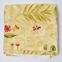 Tan Floral Stain Repellant-Coated Woven Canvas Fabric - 56" x 88"