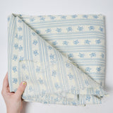 Blue + White Floral Striped Quilting Weight Woven Fabric - 44" x 336"