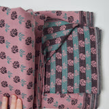 Mauve, Black + Green Jacquard Woven Fabric - 56" x 112"