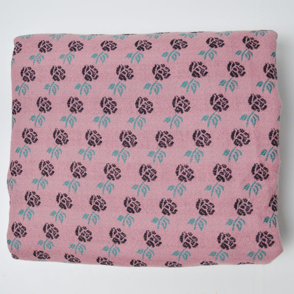 Mauve, Black + Green Jacquard Woven Fabric - 56" x 112"