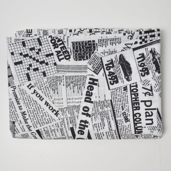 Newspaper Print Quilting Weight Woven Fabric - 46" x 72"