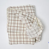 Brown + White Plaid Woven Fabric - 44" x 50"