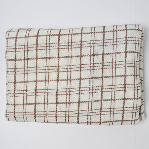 Brown + White Plaid Woven Fabric - 44" x 50"