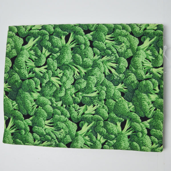 Green Broccoli Print Quilting Weight Woven Fabric - 42" x 74"