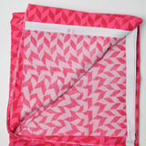 Hot Pink + Red Patterned Quilting Weight Woven Fabric - 44" x 96"