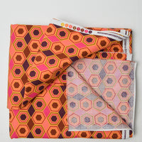Orange, Brown + Pink Hexagons Quilting Weight Woven Fabric - 44" x 92"