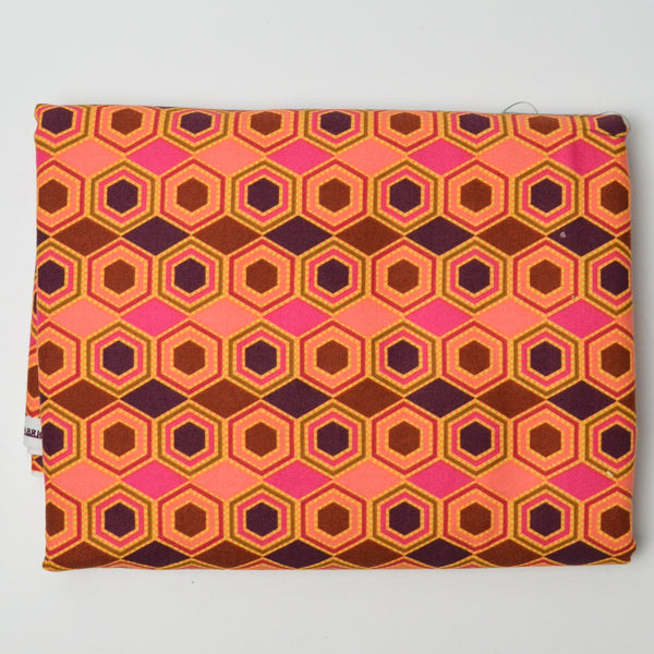 Orange, Brown + Pink Hexagons Quilting Weight Woven Fabric - 44" x 92"