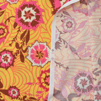 Yellow + Pink Floral Quilting Weight Woven Fabric - 44" x 80"