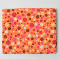 Orange + Pink Hexagon Dots Quilting Weight Woven Fabric - 44" x 50"